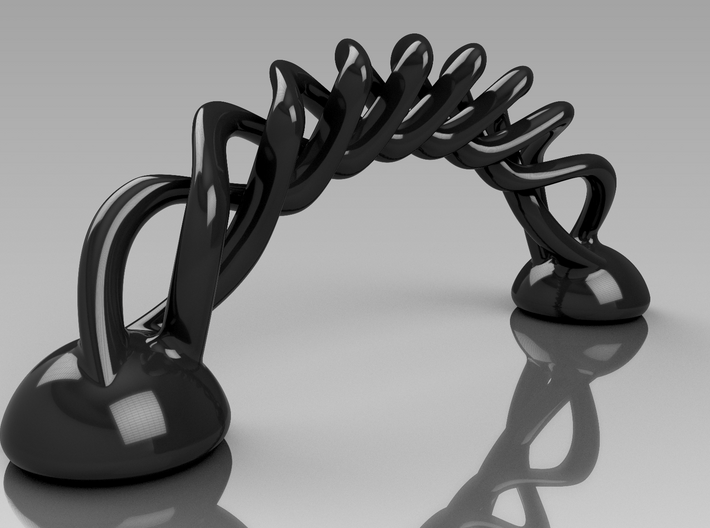 Curved Triple Helix 3d printed Glossy  Black