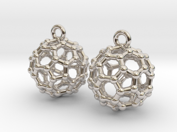BuckyBall C60 Earrings 1 cm. 2 pieces. 3d printed