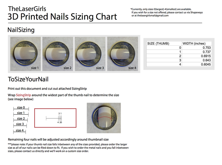 Cube Nails (Size 0)  3d printed http://bit.ly/TLGsizingchart