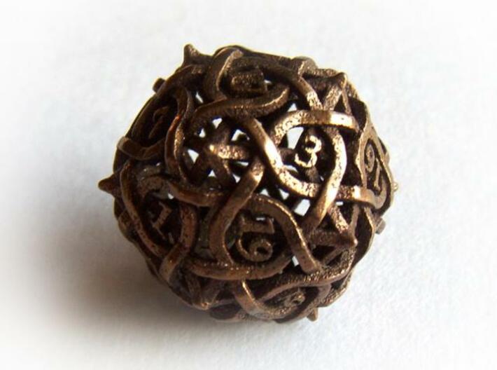 Thorn d20 3d printed In antique bronze glossy