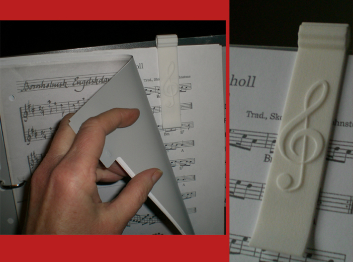 Sheet Music Bookmark with Treble Clef 3d printed
