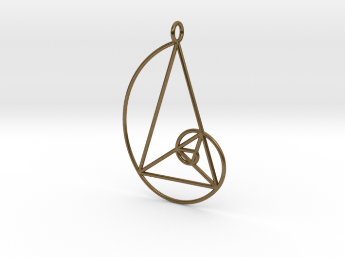Golden Phi Spiral Isosceles Triangle Grid Pendant 3d printed