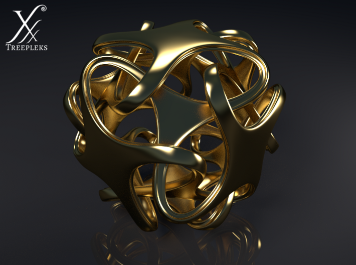 Hexatron Pendant 3d printed Cycle render (polished brass).