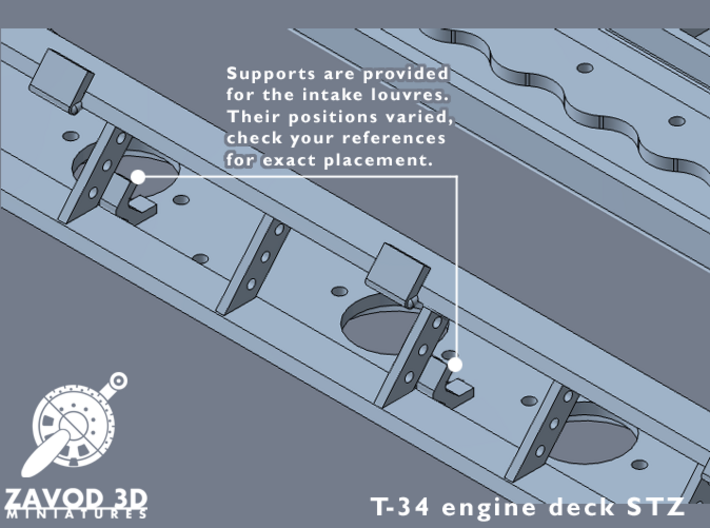 1:35 T-34 Engine Deck STZ 3d printed 