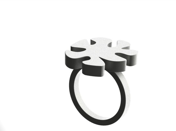 Asymmetric Ring  3d printed Matt Silver
