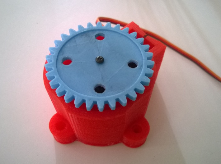 Robot Base for Rio Rand Metal Gear Servo 3d printed May be used with a continuous servo to operate a geared mechanism