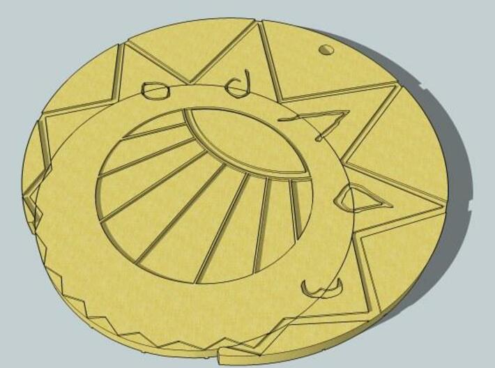 Estaban and Zia's Medallion from The Mysterious Ci 3d printed Latched together