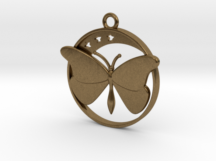 Stars, Moon and Butterfly Pendant 3d printed
