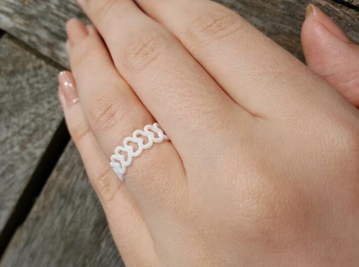 Heart Row Ring 3d printed White Strong & Flexible