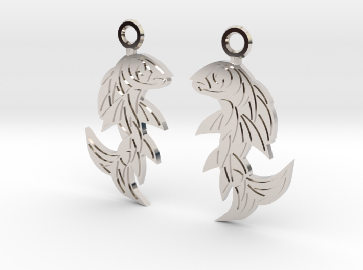 Shard Fish Earrings 3d printed