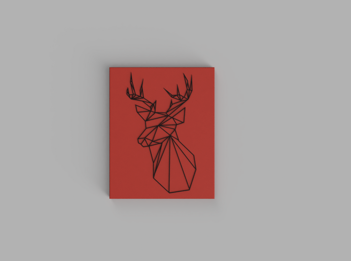 Stags Head Wall Art 3d printed Black, Red