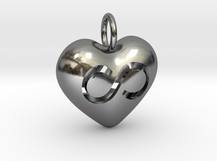 Hollow Infinity Heart Pendant 3d printed 