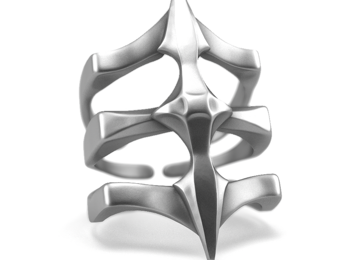 Two Spikes - Sterling Silver Ring 3d printed Aged silver option here: https://shop.pj3dartist.com/collections/jewelry/products/two-spikes-minimal-ring?