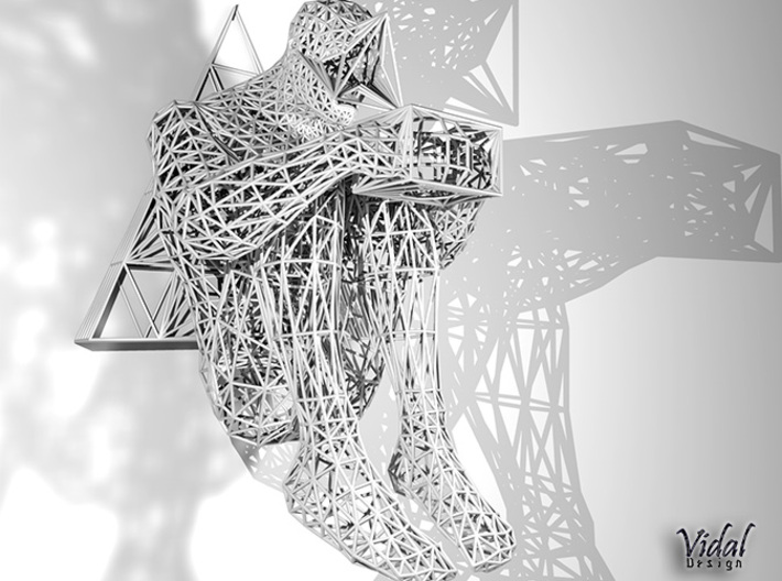 Tied Hands Sculpture Wireframe - 260mm 3d printed 