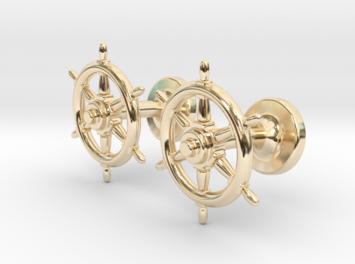 Ships Wheel cufflinks 3d printed