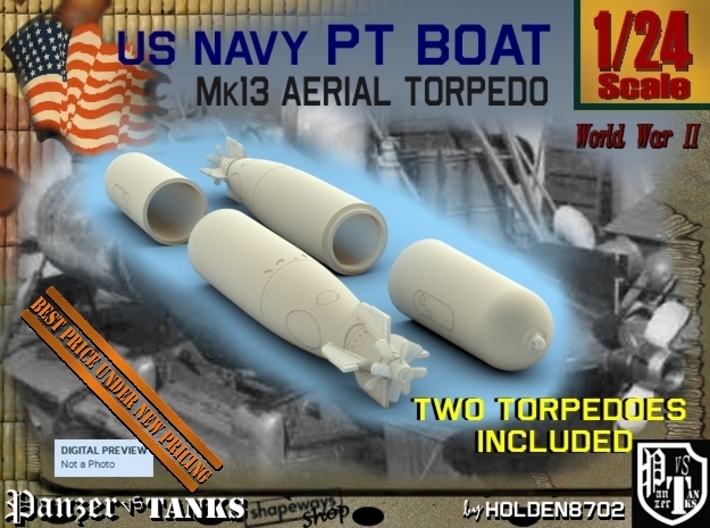 1-24 Torpedo Mk13 For PT Boat set2 3d printed
