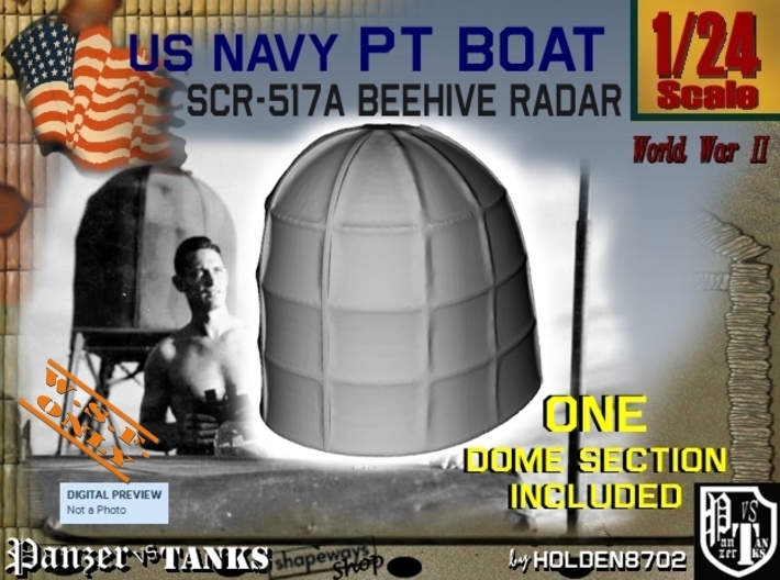 1-24 PT Boat Beehive Radar Dome 3d printed