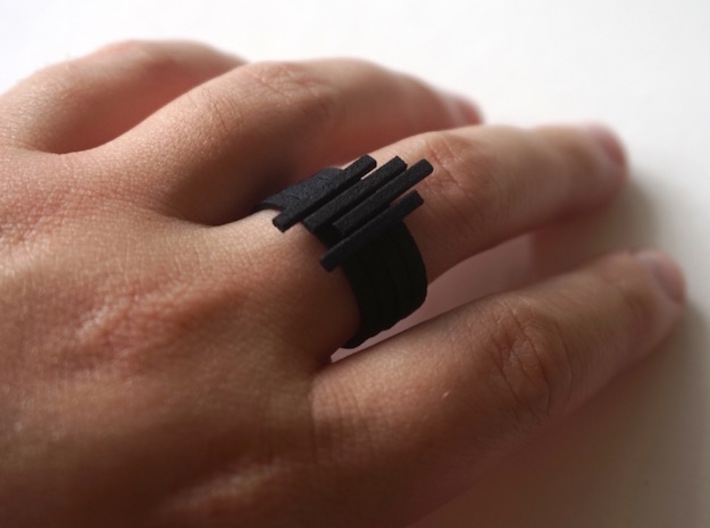 Bar Ring - Size 6 3d printed Black Stack