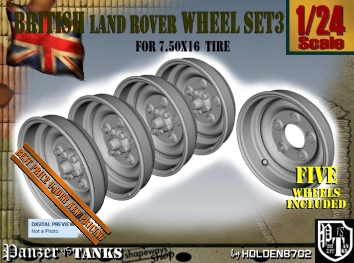 1-24 Land Rover 750x16 Wheels Set3 3d printed