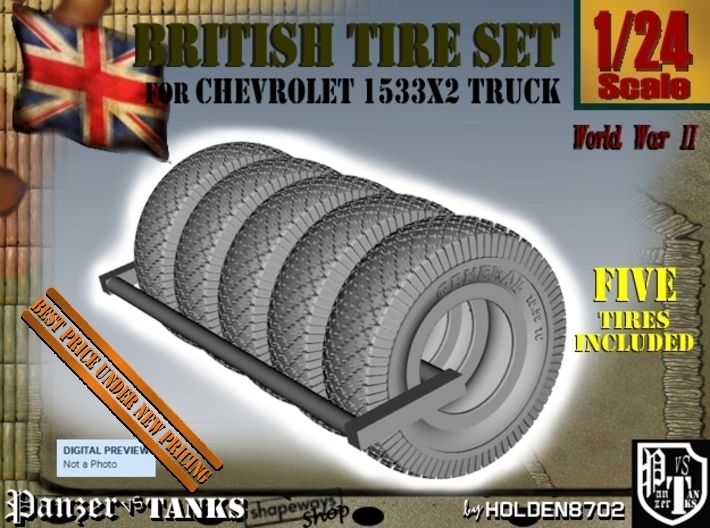 1-24 Chevy LRDG Tire Set1 3d printed