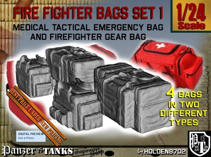 1-24 Med Tac Emerg And Firefight Gear Bag Set 3d printed