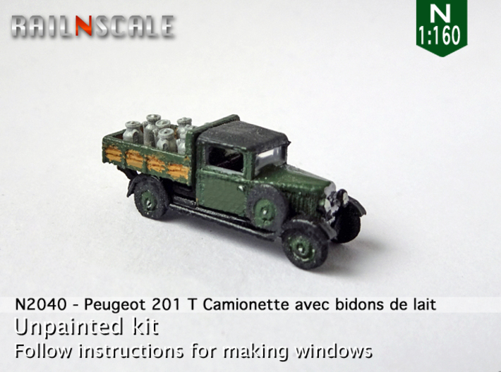 Peugeot 201 T Camionnette avec bidons (N 1:160) 3d printed 