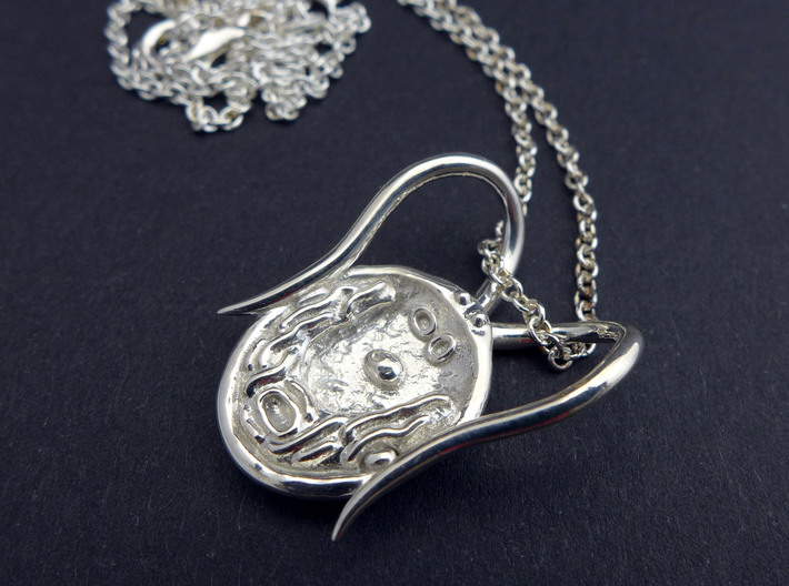 Chlamydomonas Pendant - Science Jewelry 3d printed Chlamydomonas pendant in polished silver