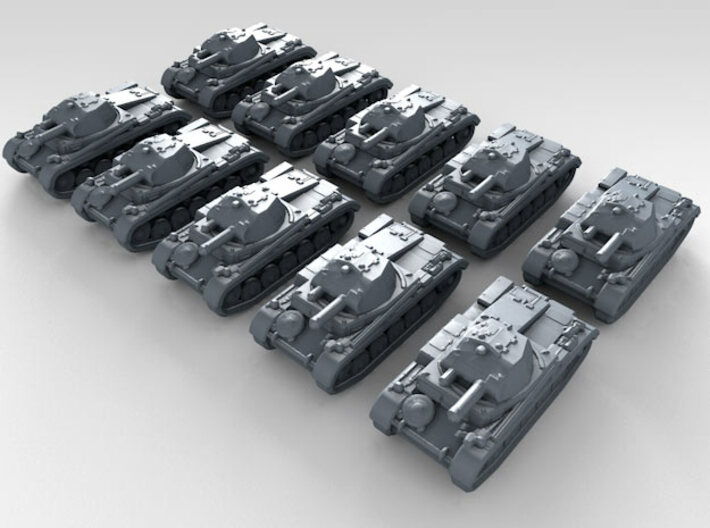 1/700 German Pz.Kpfw. II Light Tank x10 3d printed 3d render showing product detail