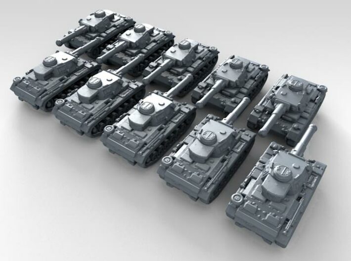 1/600 German Pz.Kpfw. III Ausf. K Medium Tank x10 3d printed 3d render showing product detail
