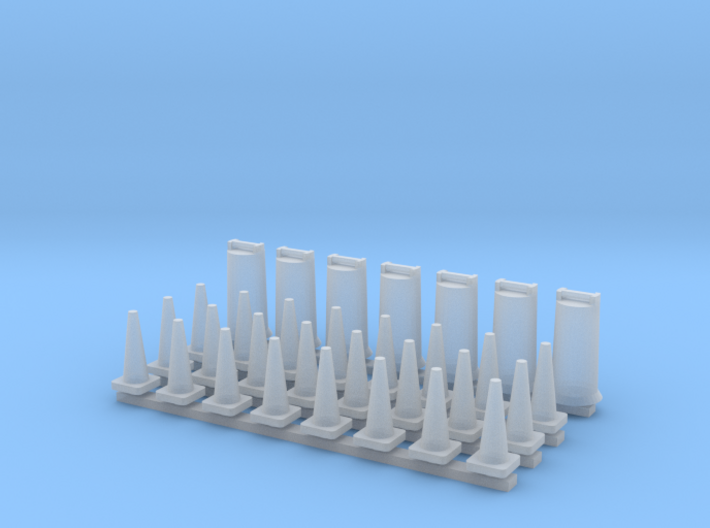 'HO Scale' - Road Construction Cones and Barrels 3d printed
