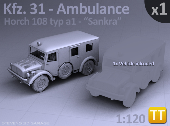Ambulance Kfz 31 Horch - (1:120) TT 3d printed
