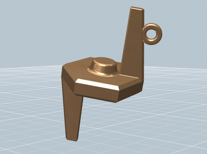 Ressikan Probe Pendant 3d printed Render of model with "Polished Bronze" finish. The loop here is slightly smaller than the revised version.