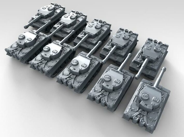 1/700 German Tiger I (131) Heavy Tank x10 3d printed 3d render showing product detail