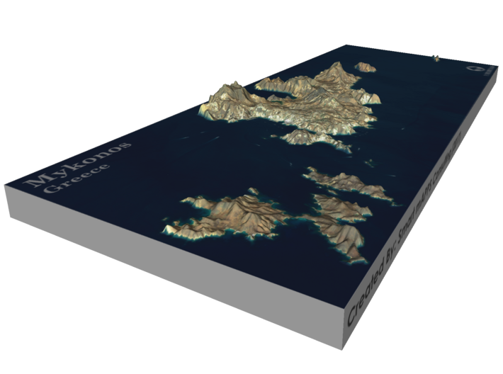 Mykonos Map, Greece 3d printed 