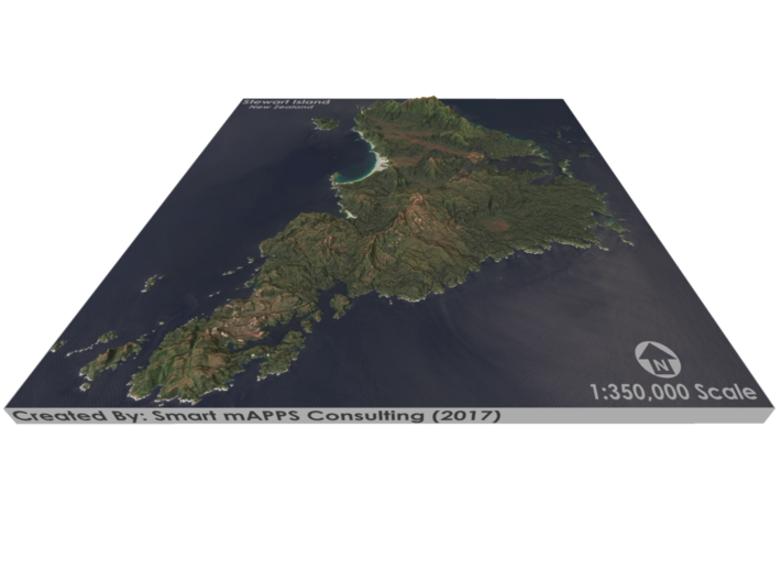 Stewart Island Map, New Zealand 3d printed