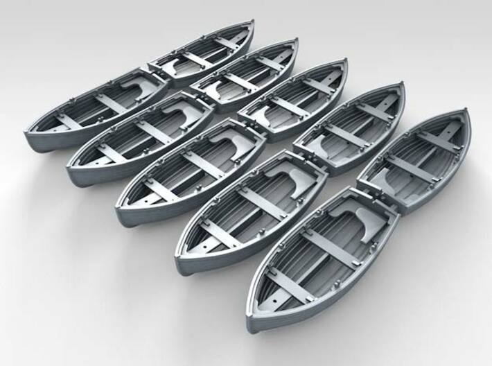 1/144 Scale Allied 10ft Dinghy x10 3d printed 3d render showing set
