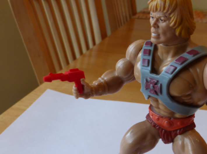 MOTU replacement pistol for Castle Grayskull 3d printed Coral red in strong and flexible polished (printed by Shapeways)