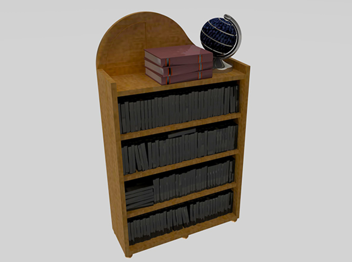 Dollhouse 1:24 bookshelf w/ novels, globe, books 3d printed All accessories included. Coloring required.