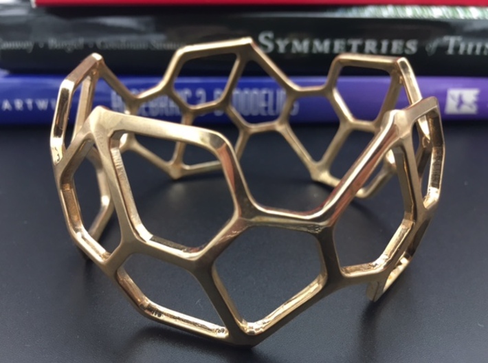 Catalan Bracelet - Pentagonal Hexecontahedron 3d printed Photo of finished product in Polished Bronze