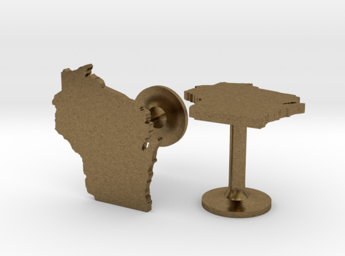 Cufflinks - Choose Any State (Wisconsin) 3d printed