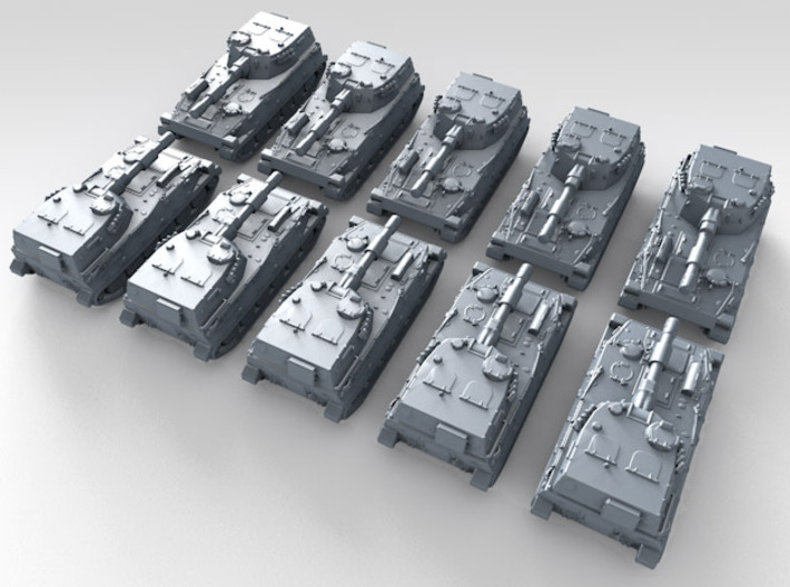 1/600 Chinese PLZ-89 Self-Propelled Gun x10 3d printed 3d render showing product detail