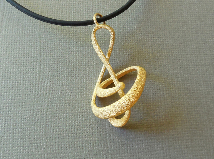 3D Treble Clef Pendant in Polished Steel 3d printed