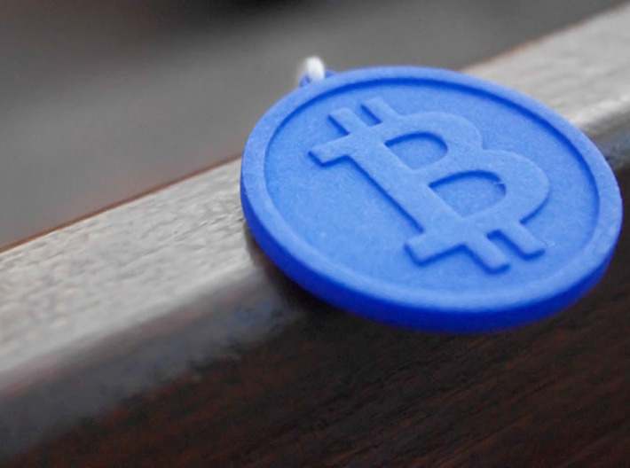 Coin Size bitcoin (w/loop) 3d printed