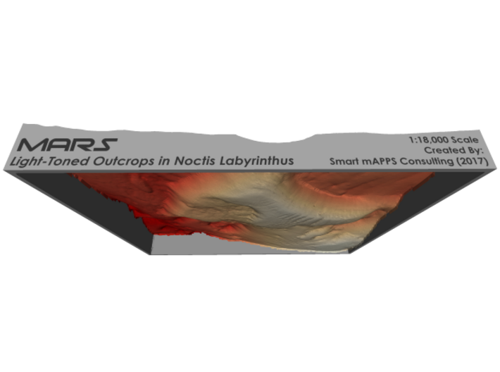 Mars Map: Light Outcrops in False Red 3d printed 