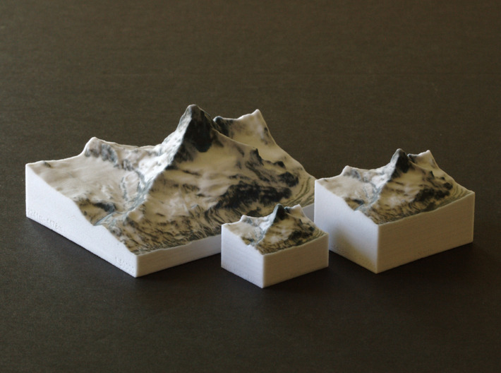 Matterhorn, Switzerland/Italy, 1:150000 Explorer 3d printed Matterhorn models in 1:50000, 1:100000, and this model at 1:150000