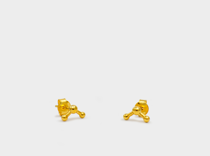 Water Molecule Stud Earrings 3d printed Water molecule earrings studs gold