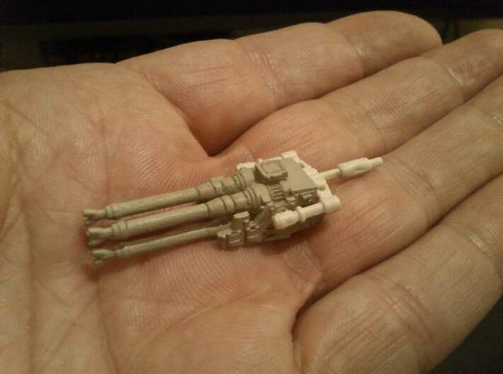 YT1300 MPC LASER CANNON 3d printed Millennium Falcon lasers on my hand, painted.