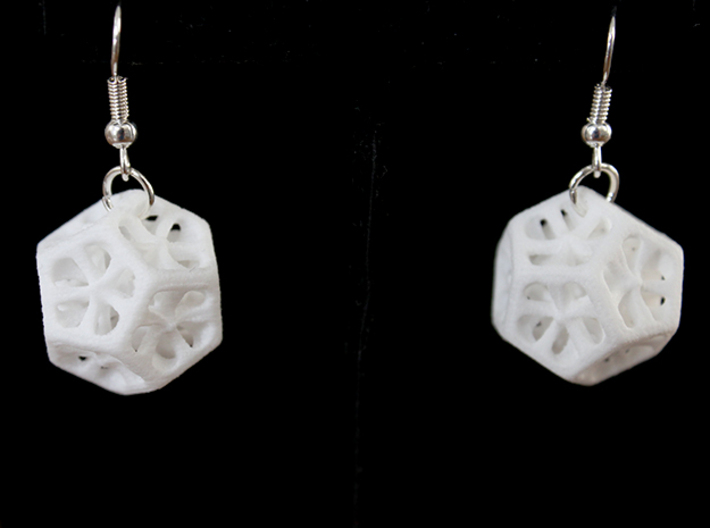 Dodecahedron Earrings 3d printed