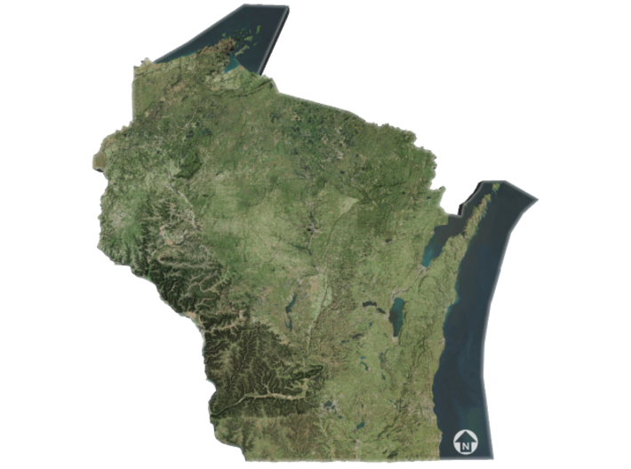 Wisconsin Relief Map (4WDF22FQS) by Smart_mAPPS_Consulting
