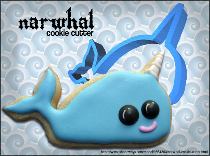 Narwhal Cookie Cutter 3d printed